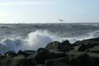 Jetty wall during a storm