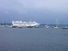 Boats at Moorings, Cruise Ship in the Harbor