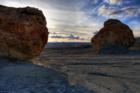 "The Moon" Glen Canyon National Recreation Area behind Big Water, Utah. Several movies have been filmed on "the  moon" including The Outlaw Josie Wales and Maverick.  Off in the distance East Big Water can be seen.