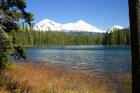 Three Sisters from Scott Lake, near McKenzie Bridge, Oregon