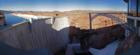 A Panorama shot of Glen Canyon Dam during the 2008 experimental flooding of the Colorado River. The hollow jet bypass tubes are open and 300,000 gallons of water a second is heading down the Colorado River. 