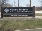 Rollins Savanna Forest Preserve entrance off of Washington Street in Grayslake.