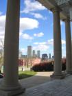 Beautiful downtown Tulsa skyline from the porch of the Brady Mansion in historic Brady Heights