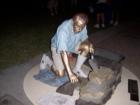 Construction Worker (Statue) by night