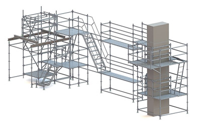 Andamios de 2 x 1.5<br>Tablones para andamio antiderrapantes con gancho de agarre<br>Llantas para andamio por pieza<br>Pie derecho (Puntales)<br>Charolas