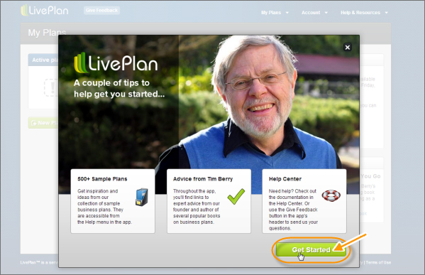 get started button