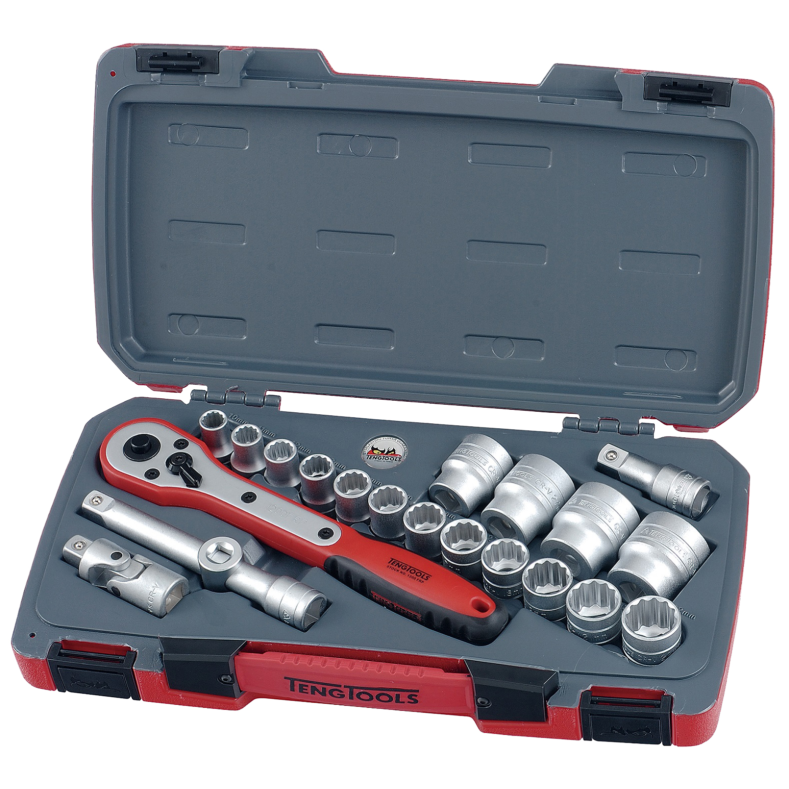 Teng Tools T1221 21 Piece 1/2" Drive Socket Set w/ 12 Point Regular
