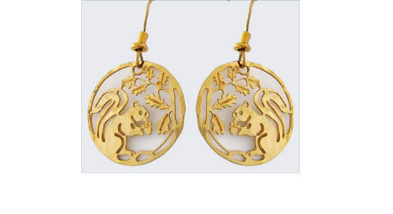 Squirrel with Oak Earrings