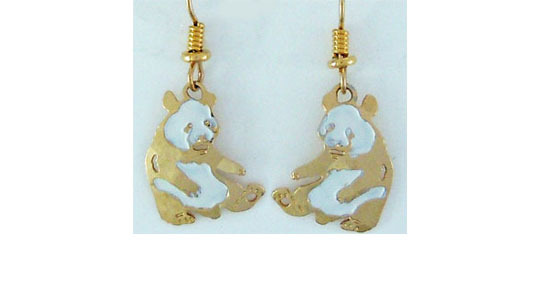 Panda w/White Enamel Post Earrings