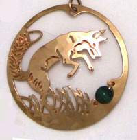 Jumping Fox with Bead Pendant on a Chain