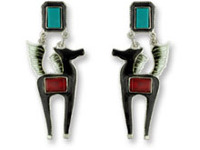 Carnelian Horse with Turquoise Post Earrings