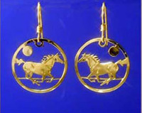 Galloping Mustang Circle Earrings
