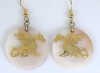 Magic Dragon Earrings on Mother of Pearl