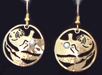 Sea Otter with Pearl Earrings