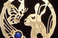 Bunny with Butterfly and Lapis Bead Pendant on a Chain