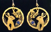 Bunny with Butterfly and Lapis Bead Earrings