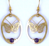 Butterfly Earrings with Amethyst Bead