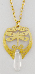 Dragonfly Crown Pendant on a Chain w/Dangle Bead