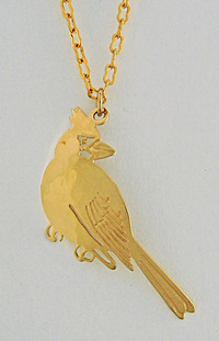 Cardinal Perched Pendant on a Chain