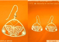 Butterfly Earrings with 2 Faux Pearls each