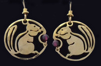 Chipmunk w/Garnet Earrings
