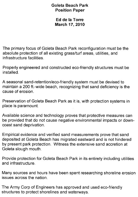 Goleta Beach Park Position Paper