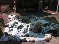 Laying out the Pond Liner