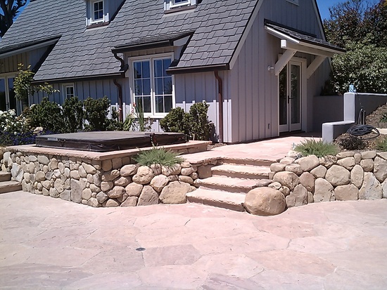 built in sandstone hot tub