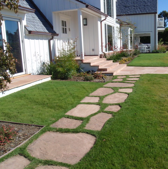 Buffalo grass & flagstone path