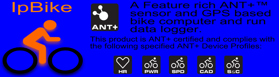 IpBike, Android ANT+™ bike computer & data logger.