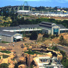 This aerial view of the Aquarium grounds from 1992 shows the early efforts to reclaim the land through naturalistic landscaping.