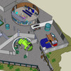 This overview of the exhibit shows some of its major components, including the expansive theater area.