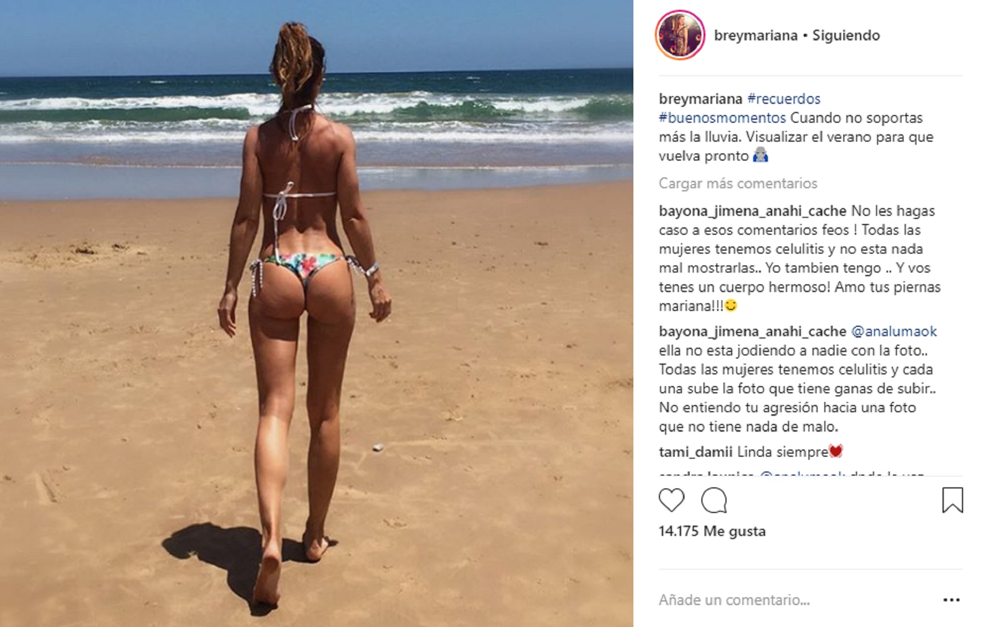 Mariana Brey Public Una Foto En Bikini La Criticaron Por La Celulitis Y Respondi Amo Mis