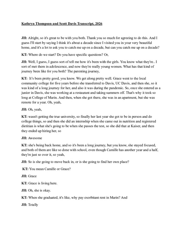 Kathryn Thompson and Scott Davis transcript, 2026