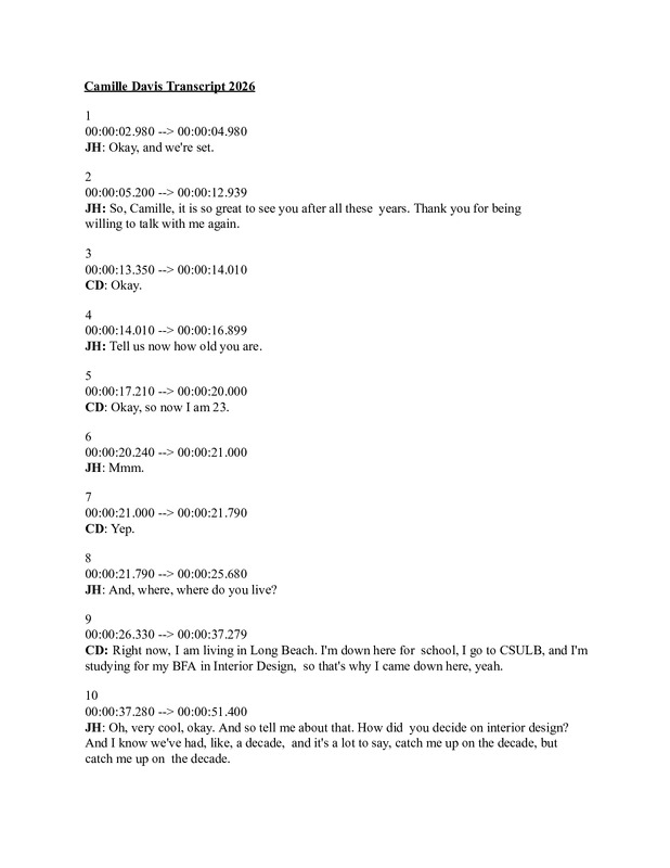 Camille Davis transcript, 2026