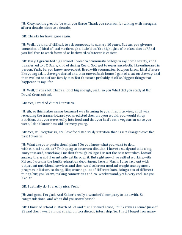 Grace's 2026 transcript