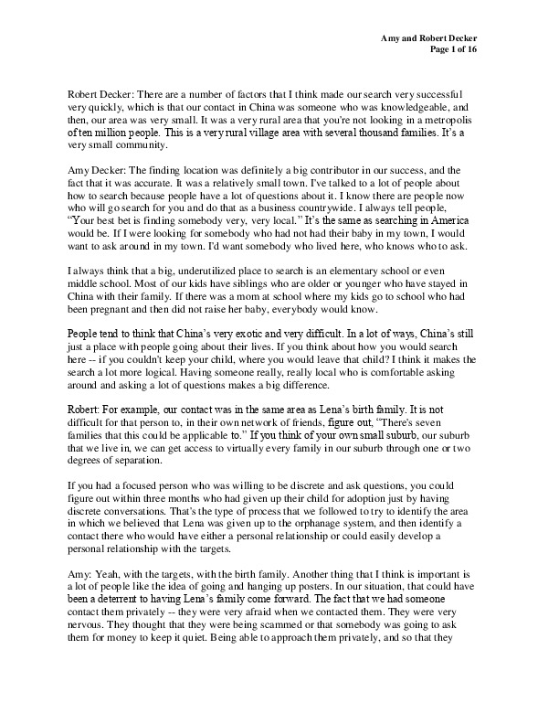 Amy and Robert's transcript