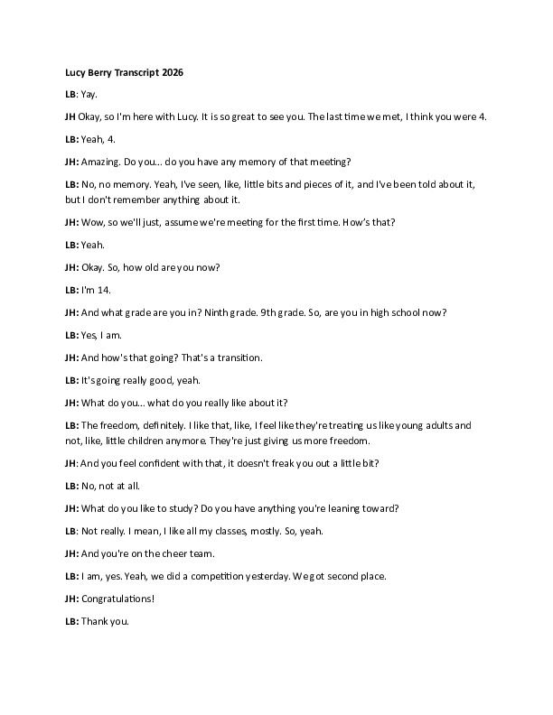 Lucy Berry transcript, 2026