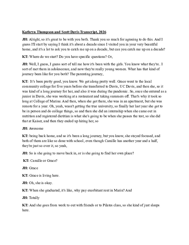 Kathryn Thompson and Scott Davis transcript, 2026