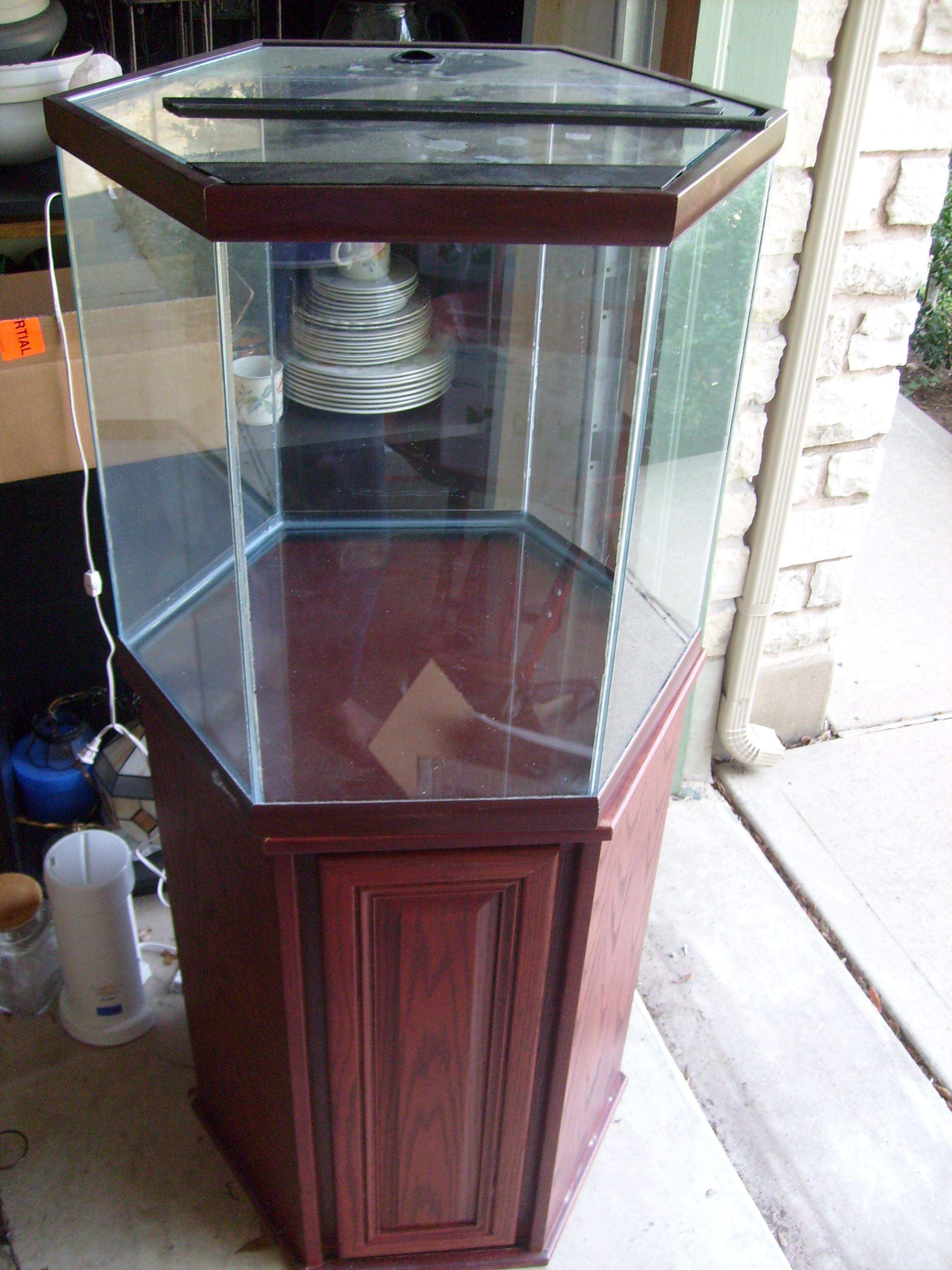 WTS Oceanic 42 Gallon Cherry Hex Tank and Stand Hardware Austin