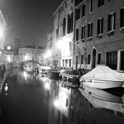 Venice_canal_at_night_b_w_card