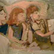 Triplets_reading_a_book_card