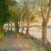 Nyack_park__trees___river_and_the_town__20x24_card