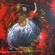 Linedanserpiken_mister_fotfestet_akrylolje_på_canvas_80x65cm_card