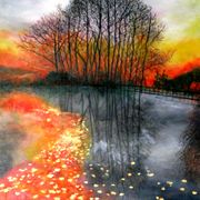 Fall_sunset_by_the_lake_orange_card