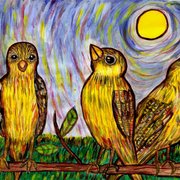 Three_goldfinches_in_the_sun_card
