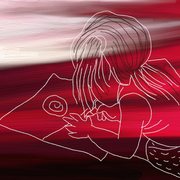 Little_girl_drawing_at_a_sunset_card