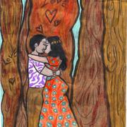 Lovers_trees_orange_dress_card