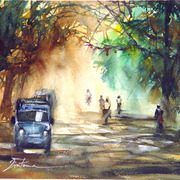 On_the_way_at_su-kho-thai_county_01_thailand-35x25cm_card