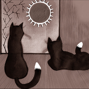 Two-cats-black-and-white_card